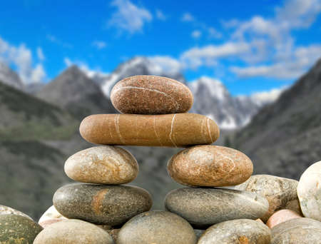 image of heap of stones in the water closeupの写真素材