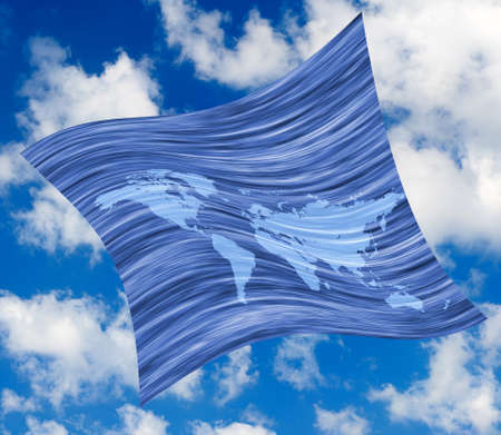 Abstract image of  world map on sky background close-upの写真素材