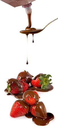 cookies watered chocolate and strawberries close upの写真素材