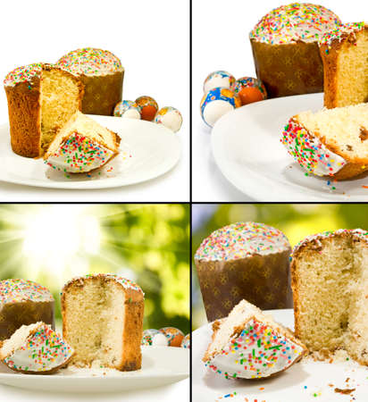 image of Easter eggs and cupcake close-up