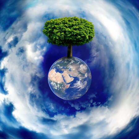 Stylized planet and treeの写真素材