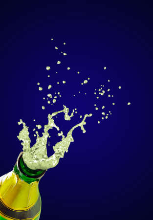 Image of spray from a bottle of champagneの写真素材