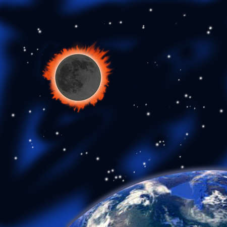 Solar eclipse and the globe close-up3d illustration