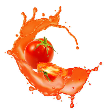 image of tomato and splashes of juice close-upの写真素材