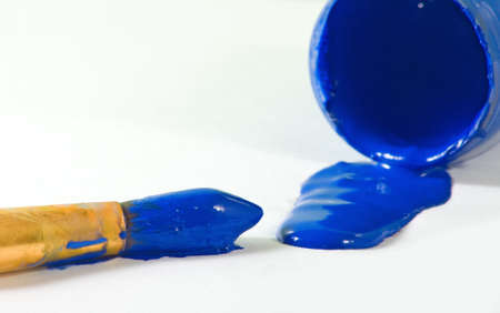 isolated image of paint and brush closeupの写真素材
