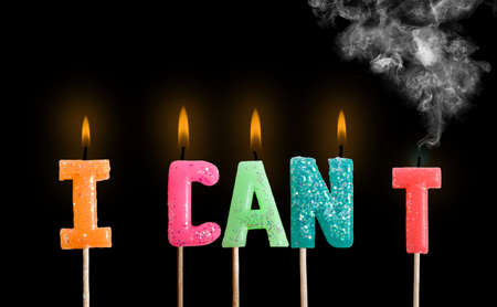 image of burning candles as words I canの写真素材