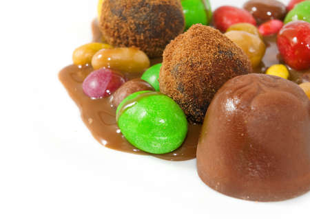 colorful candies in chocolate closeup