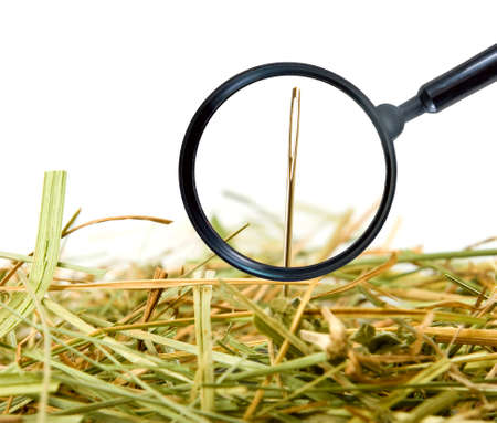 image magnifying glass, needle and stack of snowの写真素材