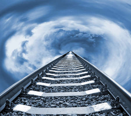 image of railroad rails against the skyの写真素材