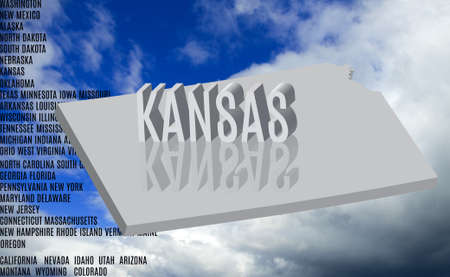Kansas inscription on sky background
3D illustrationの写真素材