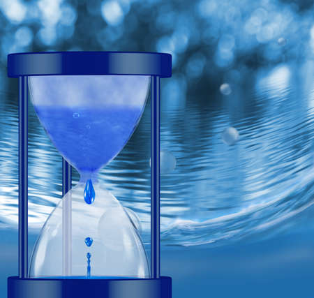 water clock on sea wave background