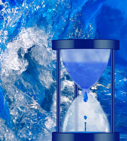 water clock on sea wave background