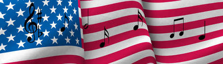 image of music on american flagの写真素材