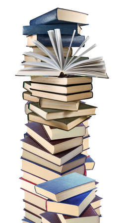 isolated image of many books on white background