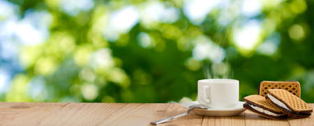 image of tea with biscuits closeup