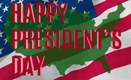 Postcard for the holiday of the President's Day with the image of the flag of America and a...