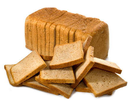 Isolated image of heap of bread on a white background