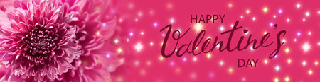 Happy Valentine's Day. Romantic banner. Decoration of beautiful flowers