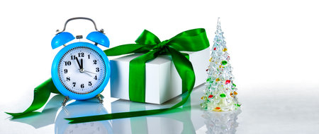 Image of New Year's toys close-up on a white background.