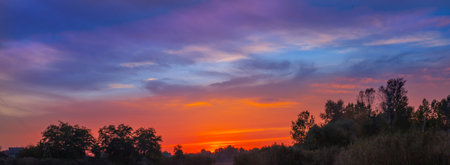 Image of beautiful sunset and evening skyの写真素材