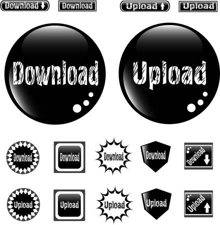 Black web glossy buttons download and upload signのイラスト素材