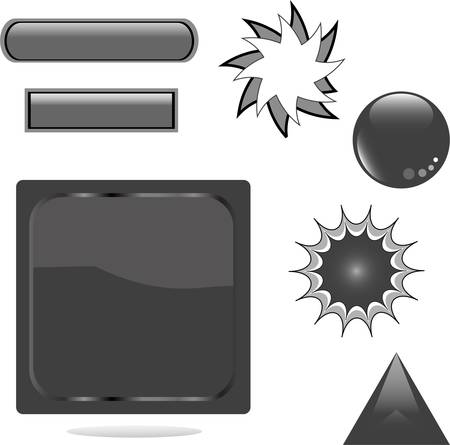 black shiny set web buttonのイラスト素材