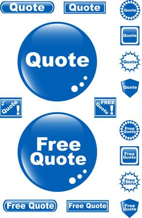 free quote glossy button blue iconのイラスト素材