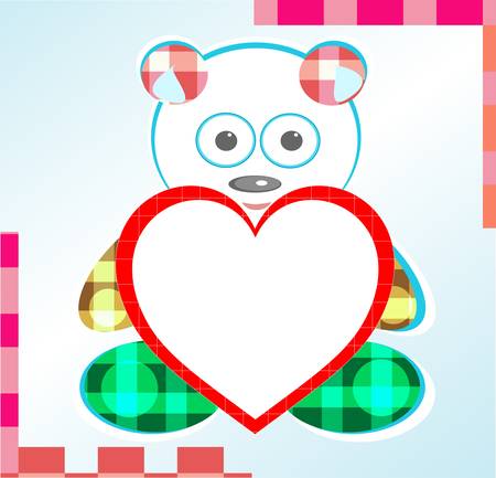 teddy bear greetings card with heartのイラスト素材