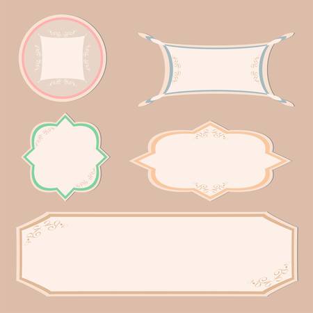 set vintage labels and ornament frames vectorのイラスト素材