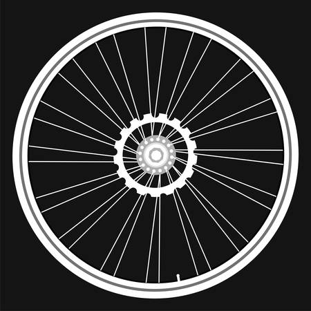 white Bicycle wheels isolated on black backgroundのイラスト素材
