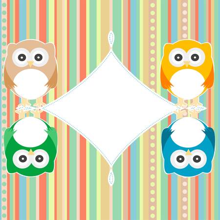 baby owl scrap background  intitation card  vectorのイラスト素材