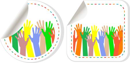 Multicolored Hand shaped promotional stickers setのイラスト素材