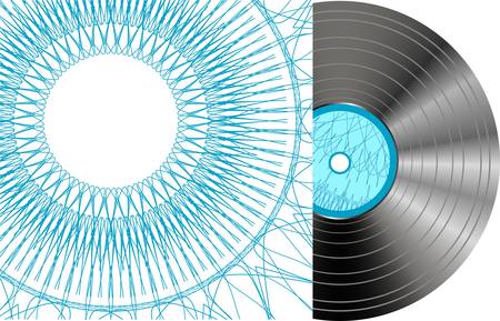 Black vinyl disc with abstract coverのイラスト素材