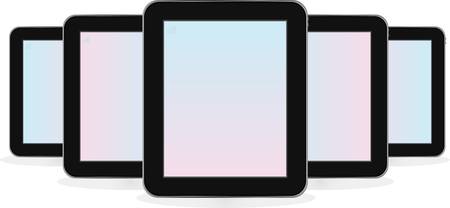 Digital tablet computer set isolated on whiteのイラスト素材