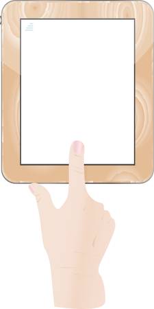 Hands holding and point on digital tabletのイラスト素材