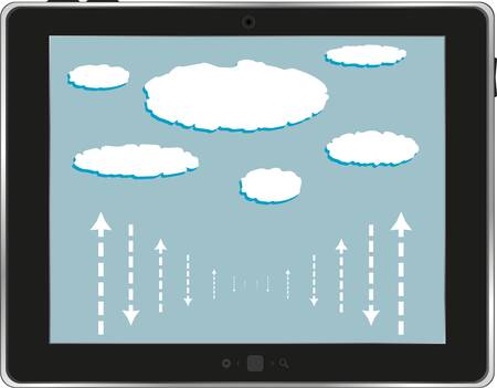 computer tablet with cloud isolated on white background