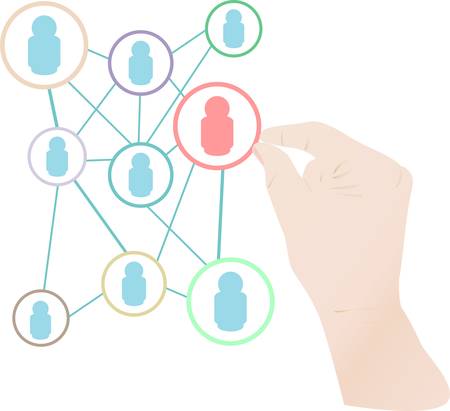 Woman hand hold the social network concept cloud. vectorのイラスト素材