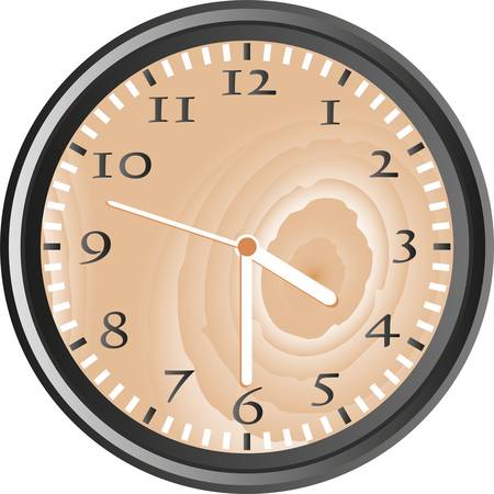 wooden wall clock isolated on white backgroundのイラスト素材