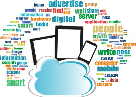 Cloud computing connection on digital tablet pc and modern smart phoneのイラスト素材