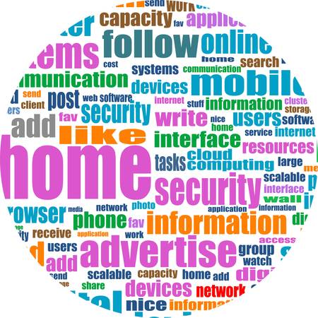 Illustration of social media concept. Social Media Wordcloud in circular shapeのイラスト素材