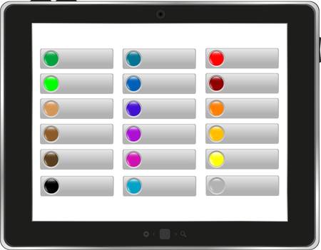 Tablet PC with abstract background and buttons on the screenのイラスト素材