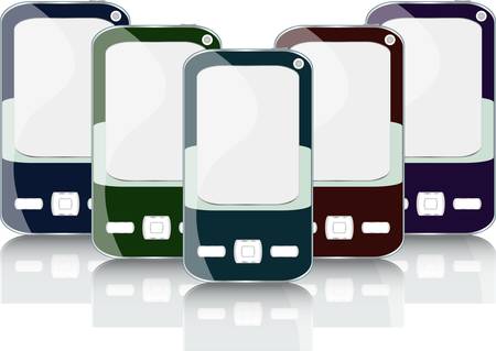Vector smart phone cell mobile set with reflectionのイラスト素材