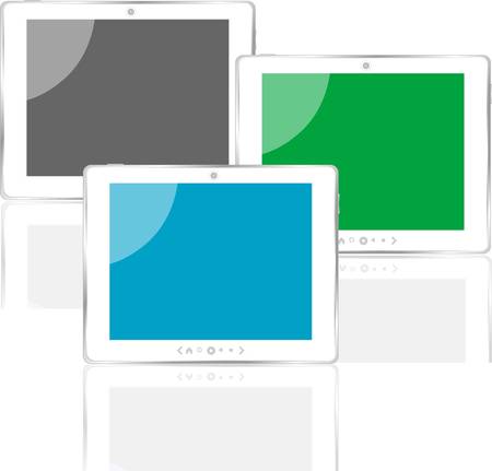 Photo-realistic vector illustration of different colored tablet pc set with screenのイラスト素材