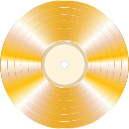 gold vector vinyl record isolated on white backgroundのイラスト素材