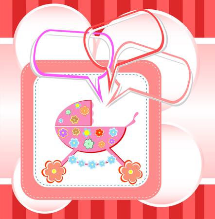 baby girl card, child arrival announcement cardのイラスト素材