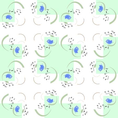 vector seamless pattern with cute birdsのイラスト素材