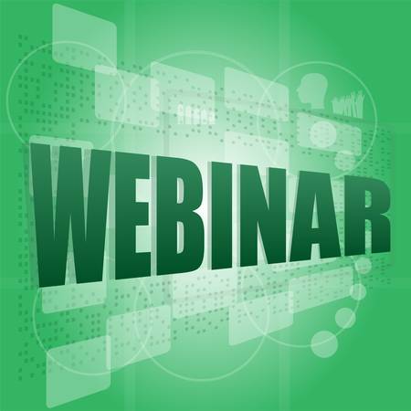 words webinar on digital screen, information technology conceptのイラスト素材