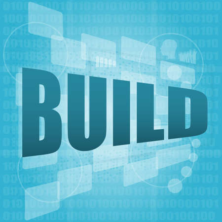 words build on digital screen, business conceptの写真素材