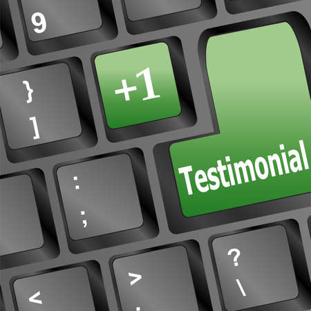 Testimonials computer key shows recommendations and tributes onlineの写真素材