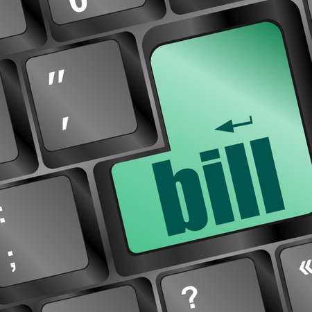 computer keyboard with bill word on buttonの写真素材